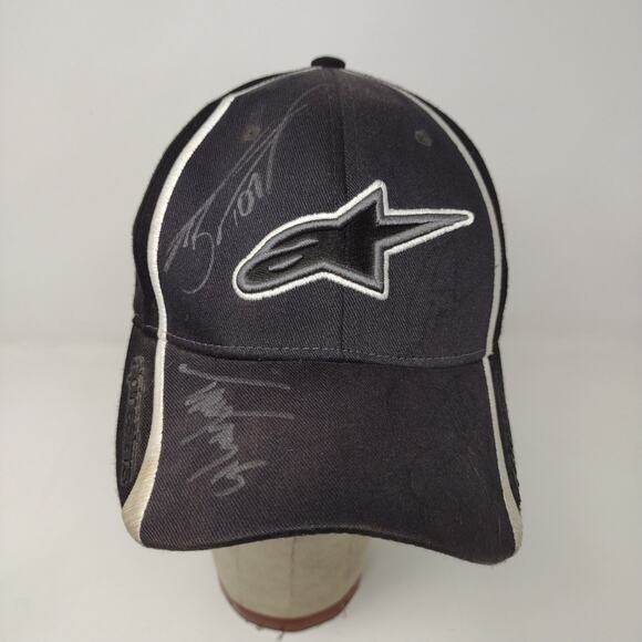 Alpinestars Flexfit Hat Size S-M Black Embroidered Logo 4 Autographs SEE DESC - Picture 2 of 11